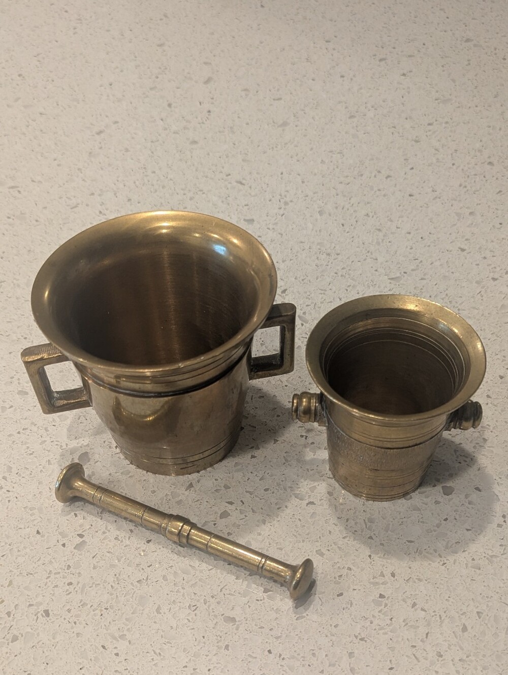 Vintage Solid Brass Mortar and Pestle Set - Apothecary Decor
